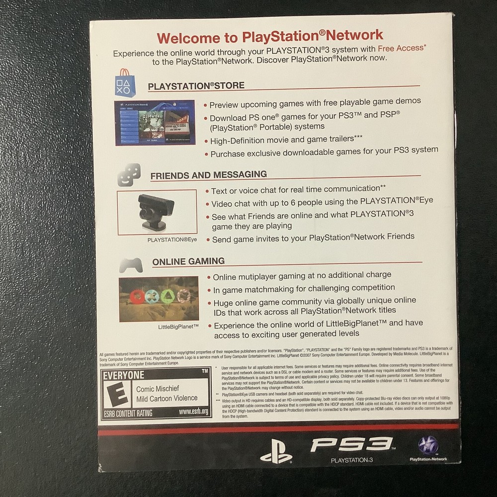 Infamous 1 PS3 PlayStation 3 Instruction Manual Only