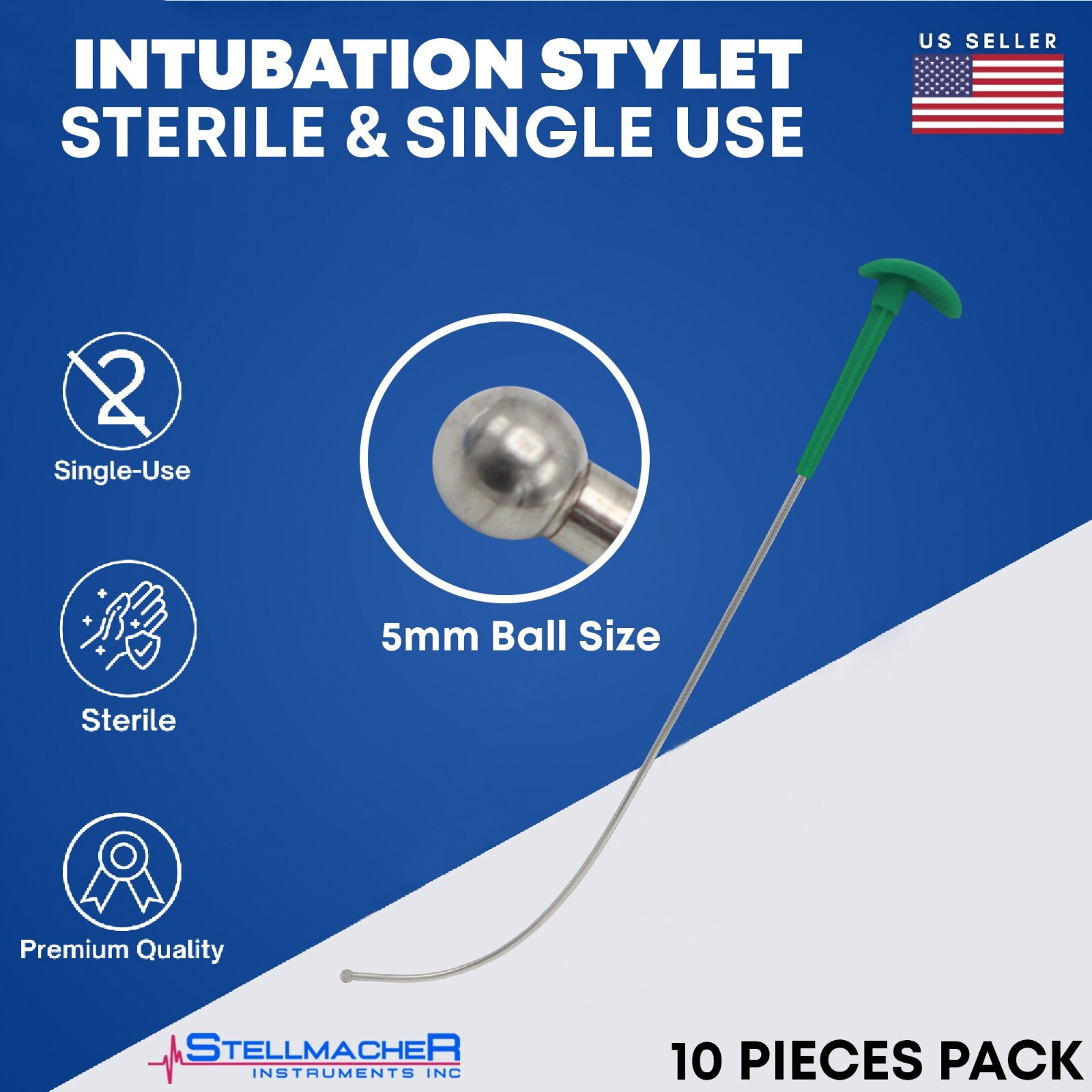 Intubation Stylet Sterile Single Use Stylets Anesthesia Instruments 10 Pack