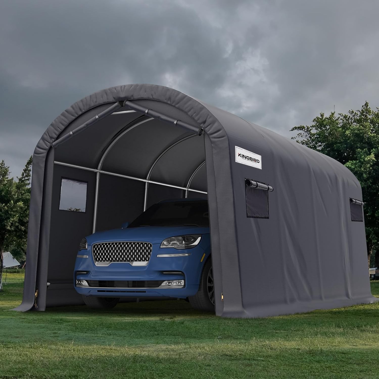 KING BIRD Multiple Sizes Heavy Duty Anti-Snow Carport Round Style Storage Sheds