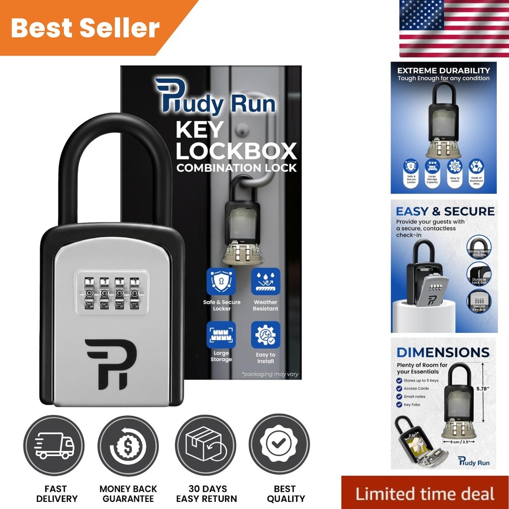 Outdoor Key Storage Lockbox - Personalizable 4-Digit Combination Security