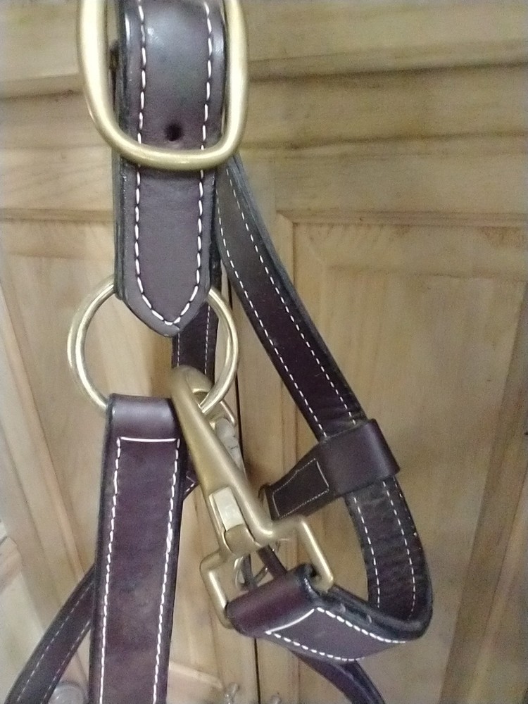 Amish made brown leather draft horse size halter