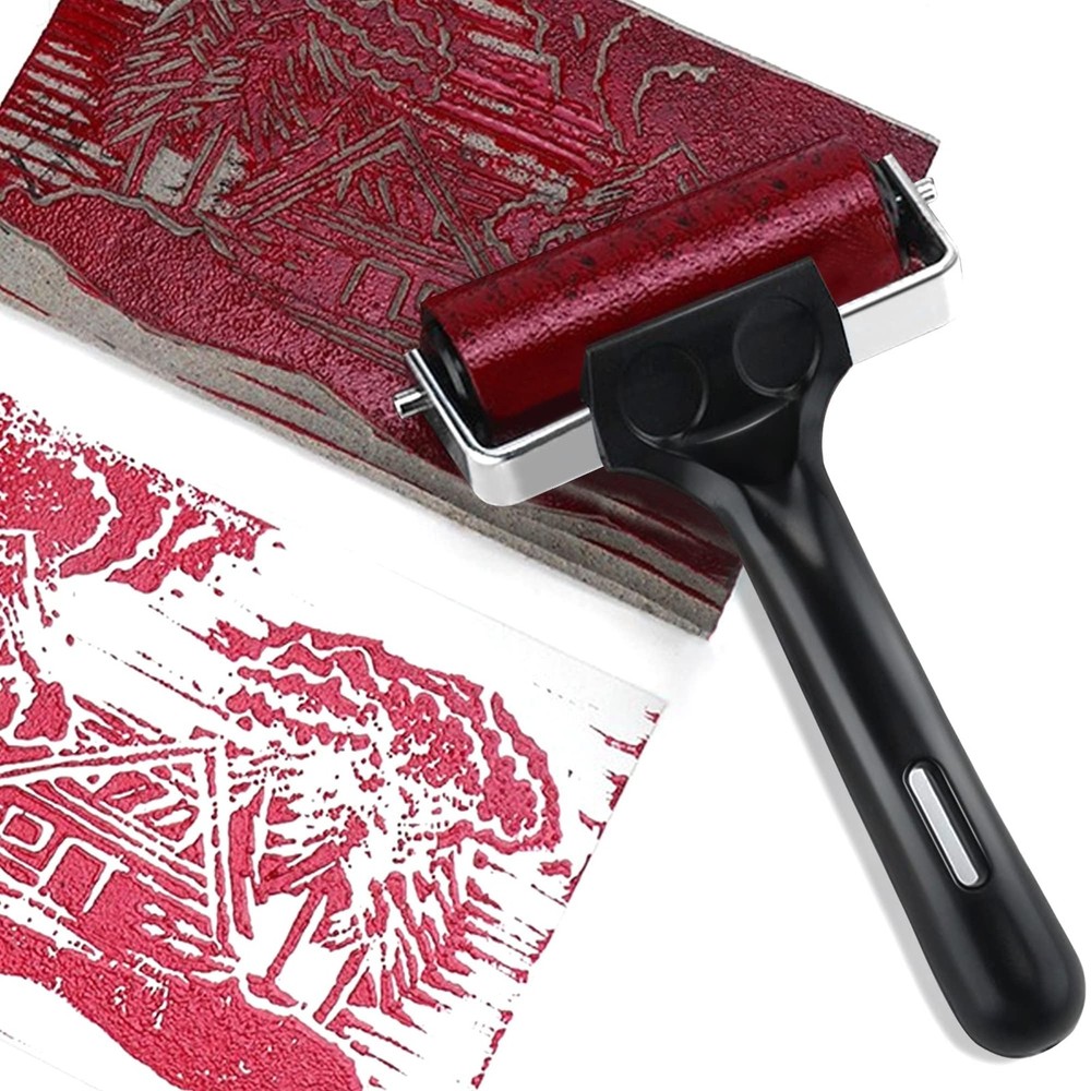 4 Inch Roller Brayer Rollers for Crafting, Hard Rollers for Printmaking, Prin...