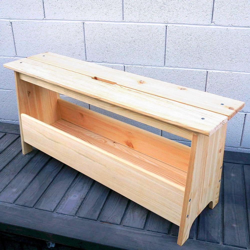 IKEA Solid Pine PERJOHAN Bench w/ storage, Unfinished Wood Rustic Nordic Cottage