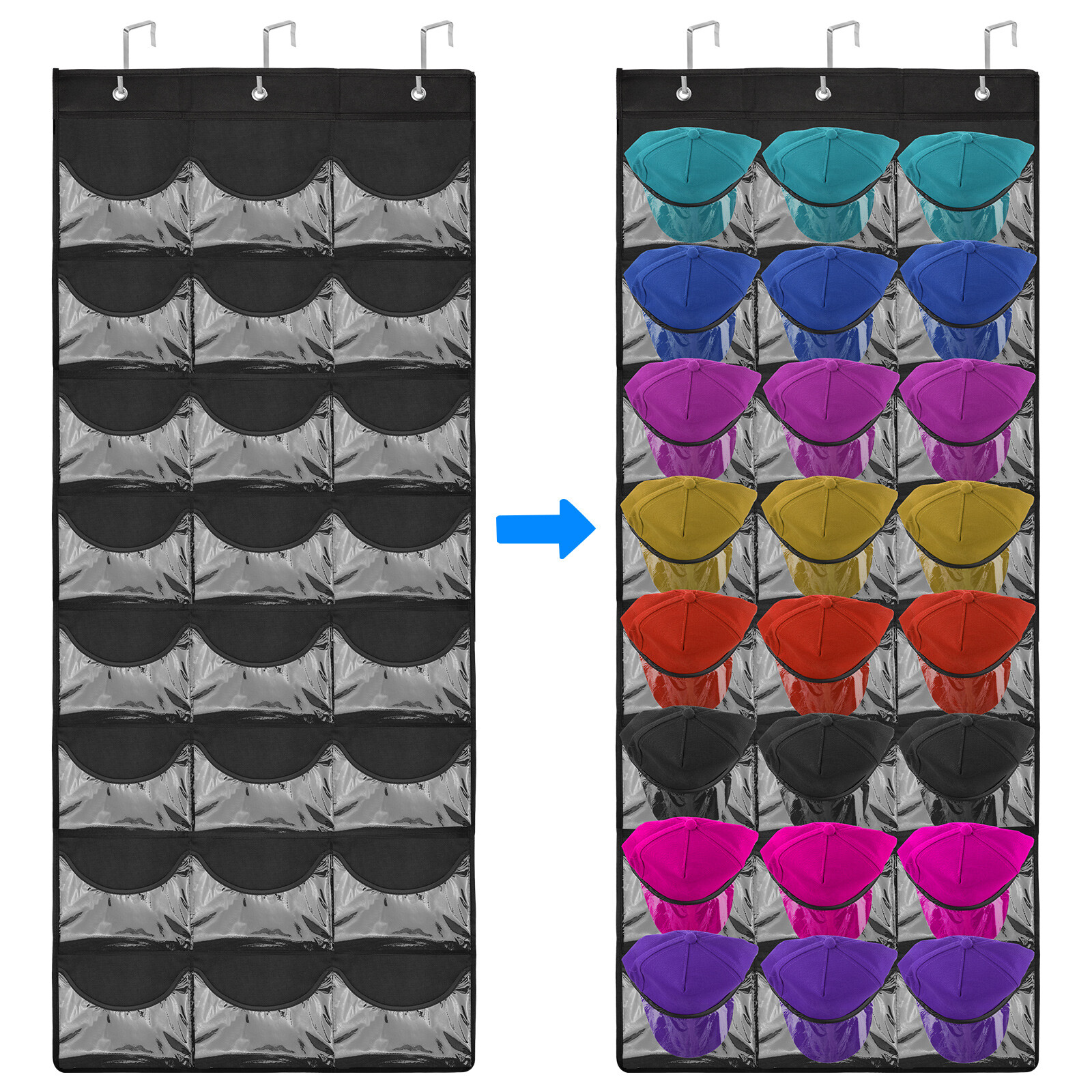 24 Hat Rack Organizer Baseball Holder Storage Hanger Door Wall Coat Caps Stands