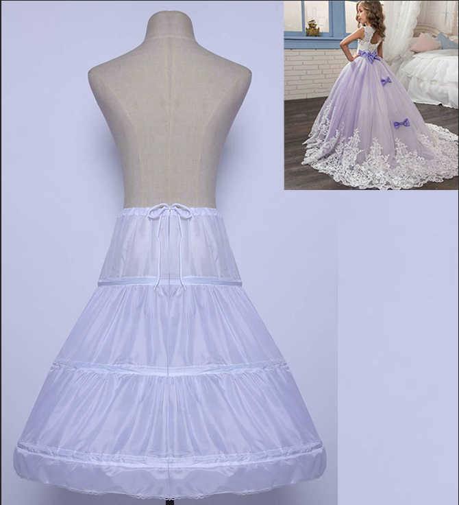 3 Hoop Crinoline Girls Wedding Petticoat Children Princess Dress Underskirt US