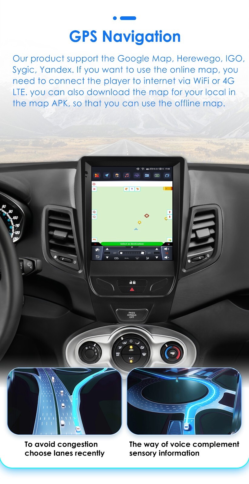 For 2009-2016 Ford Fiesta 9.7" Screen Stereo Radio Android 14 GPS Navi Carplay E