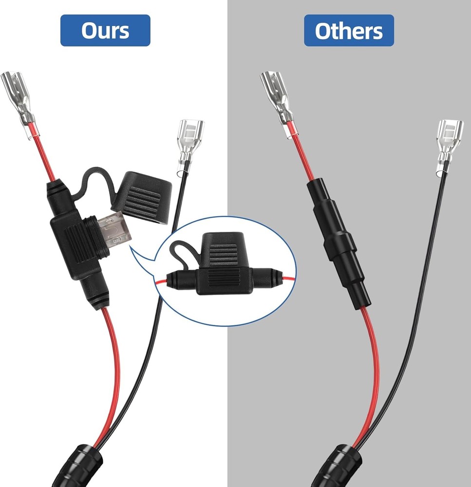 2 PCS Trail Camera Power Cable Chew Proof Include 2Amp Fuse,Trail Black