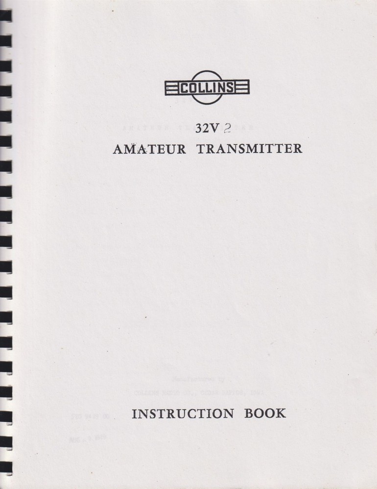 *GENUINE SPIRAL BOUND COPY COLLINS 32V-2 TRANSMITTER INSTRUCTION MANUAL*