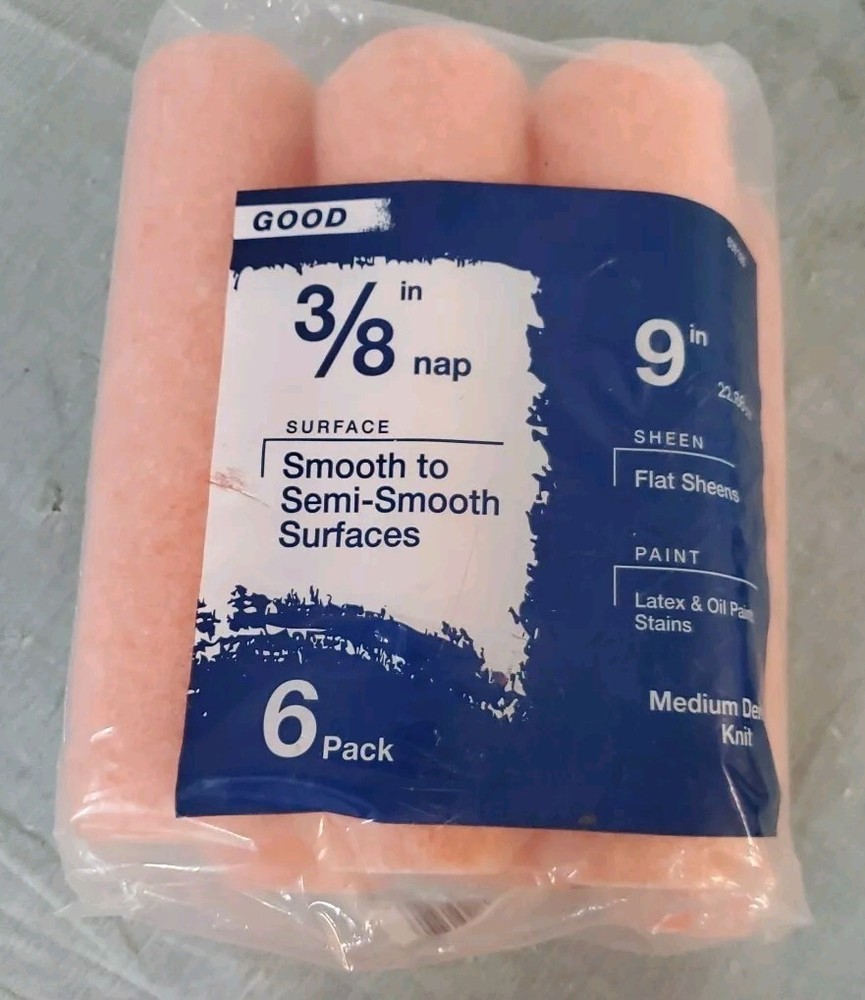 Good 9in. x 3/8 In Medium Density Polyester Roller Cover 6 Pack