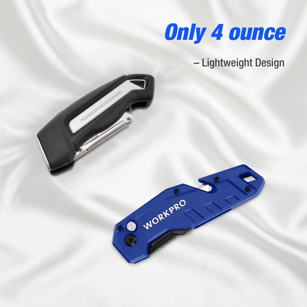 WORKPRO Folding Utility Knife Quick Change Box Cutter Lightweight Nylon Handle