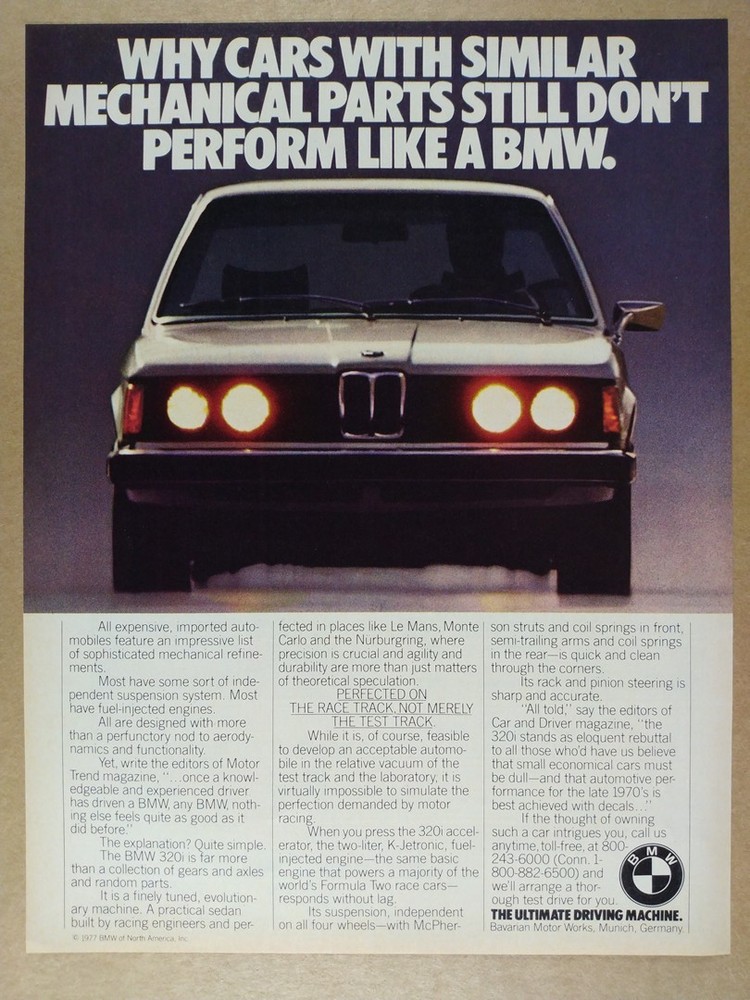 1978 BMW E21 320i vintage print Ad