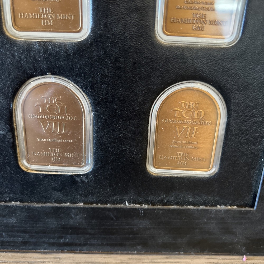 Hamilton Mint Ten Commandments Bronze Ingots with Case & Frame COA #0232/5000