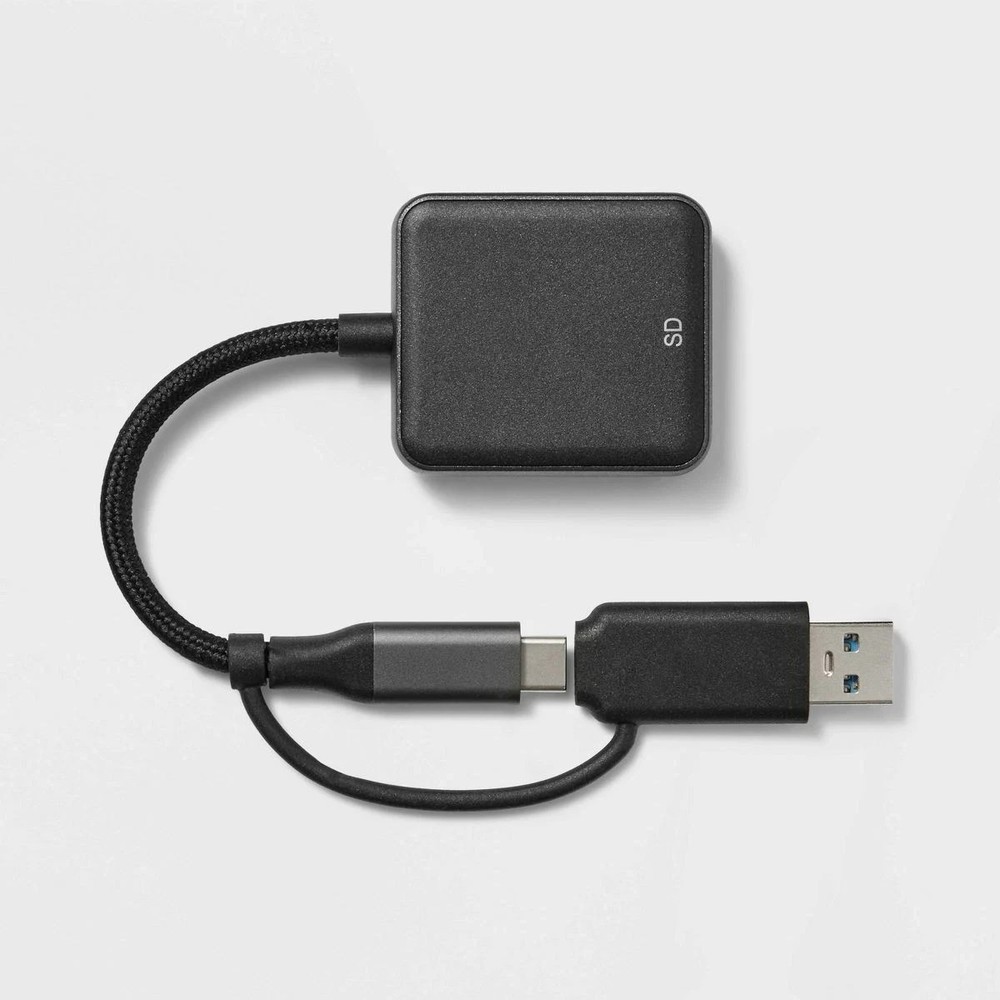 90MB/s Card Reader - heyday™ Black: USB & USB-C Connectivity