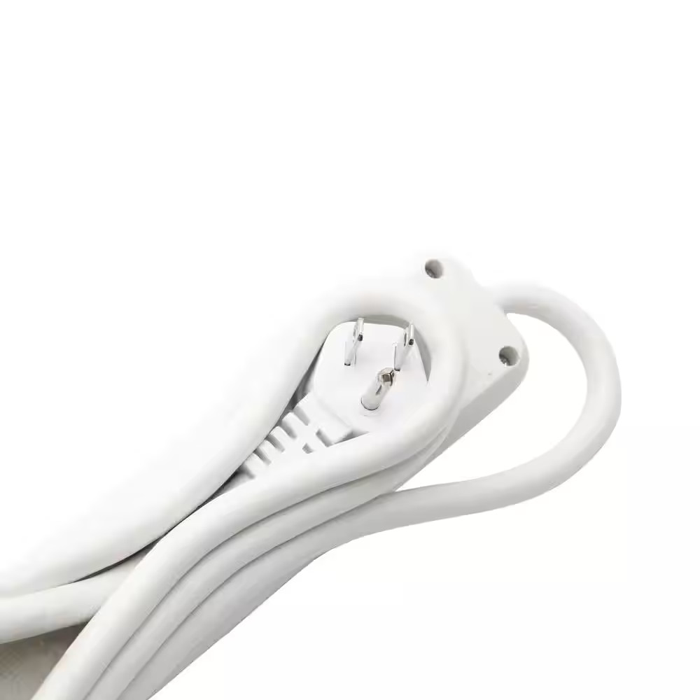 4 Ft. 6-Outlet Power Strip with 45 Degree Flat Angle Plug, White