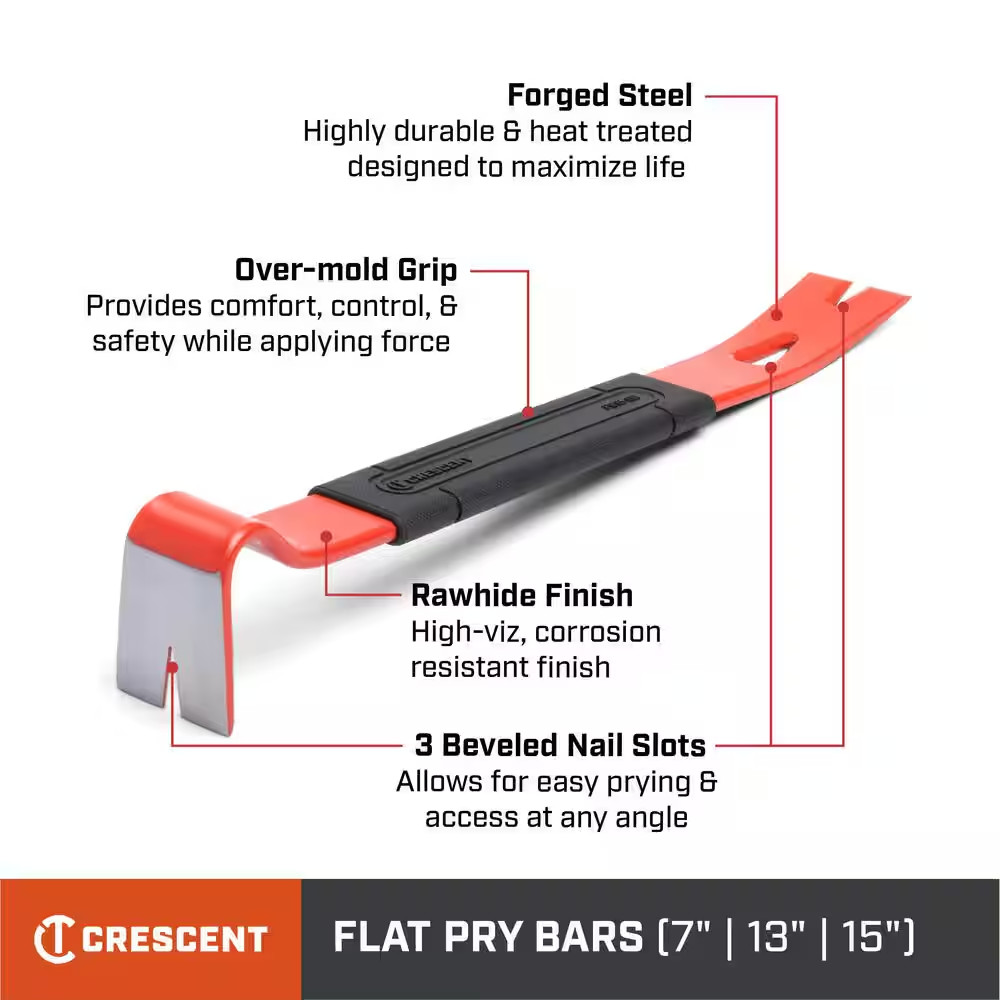 13 In. Flat Pry Bar with Grip