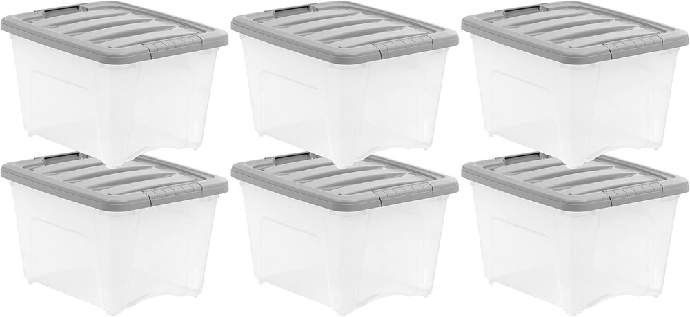 Plastic Storage Containers W/ Secure Latching Lids Stackable Organization Bin