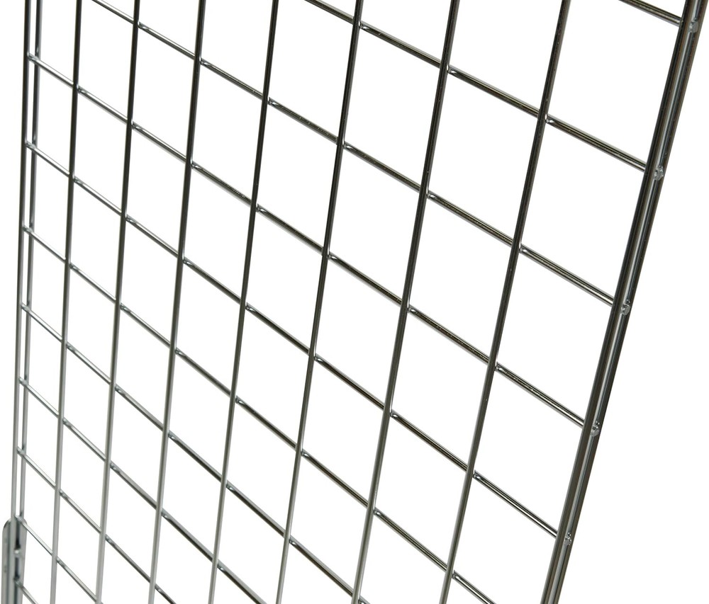 Set 2 Gridwall Panels 2' x 6' Grid Wall Display Chrome Steel 4 Legs Panel