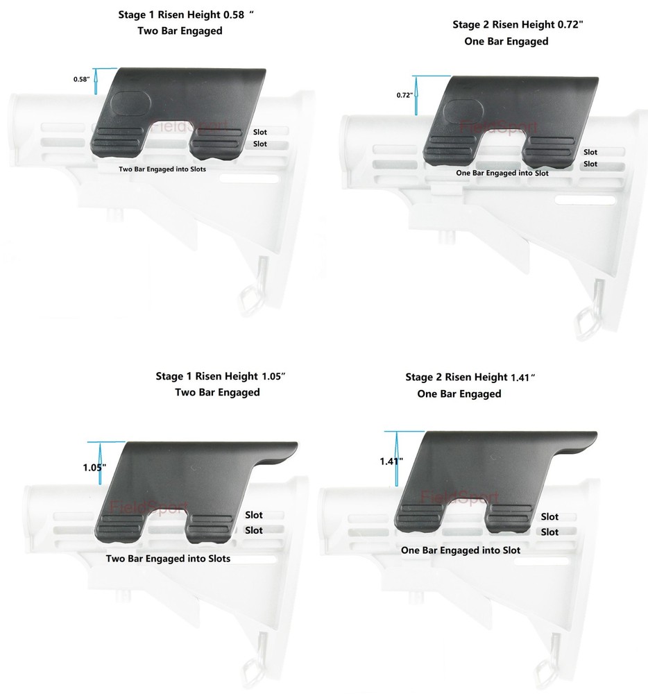 FieldSport Polymer Cheek Rest Riser For Buttstock High and Low Profile 2PC Combo
