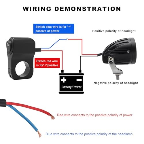 Motorcycle Handlebar Switch, 12V Waterproof Handlebar Light Switch with 2 PCS