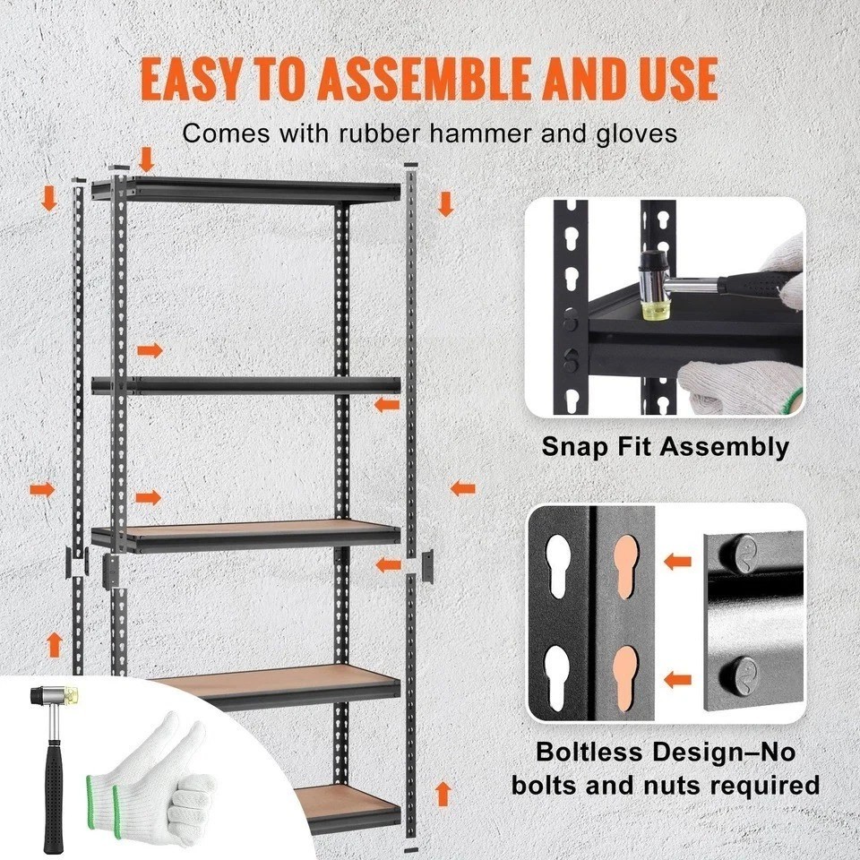 Storage Shelving Unit, 5-Tier Adjustable, 2000 lbs Capacity, Heavy Duty Ga