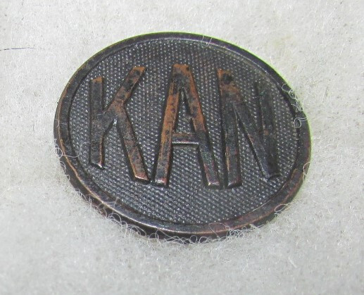WW1 KAN (Kansas State) Script Style Collar Disc, with good nut and post.