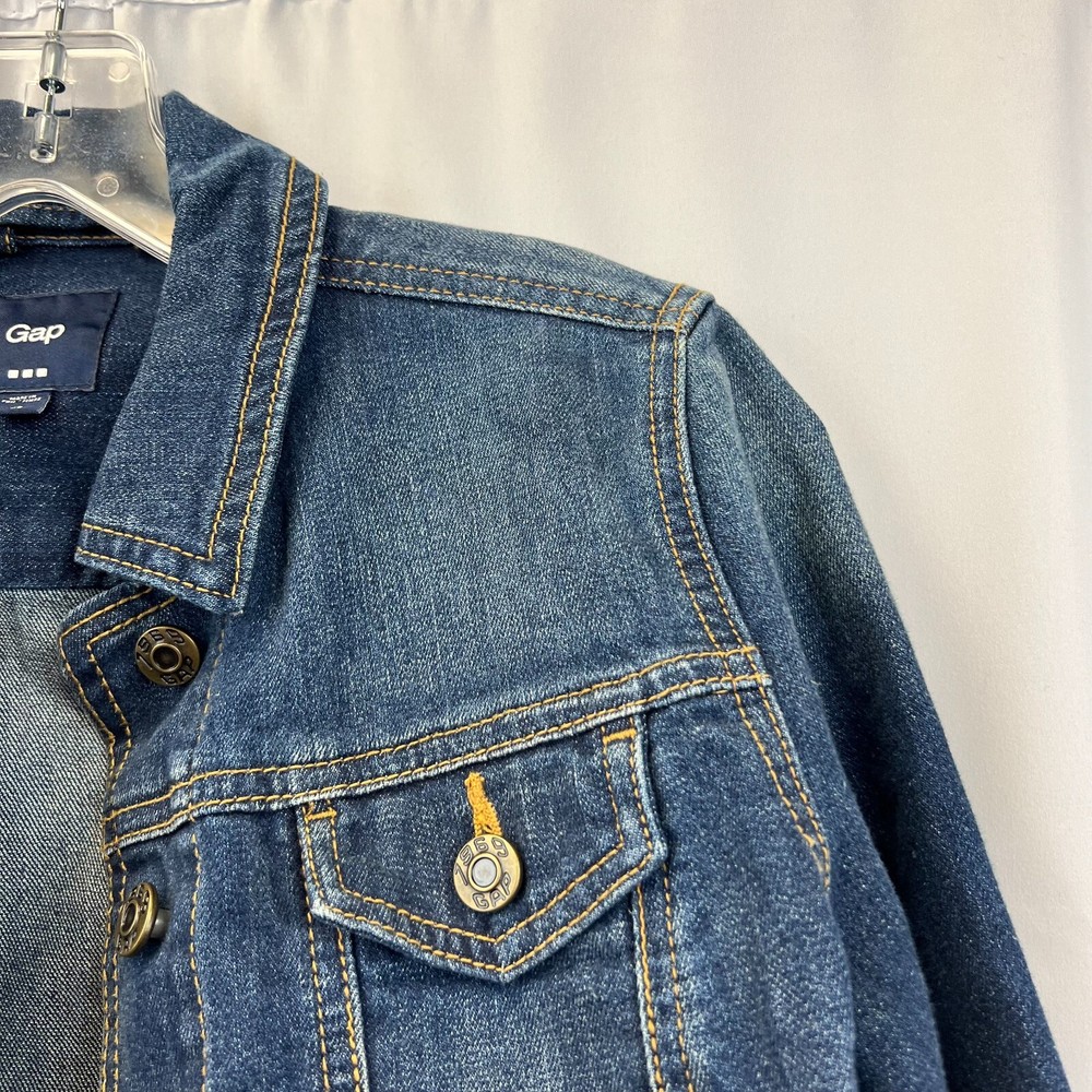 Gap Womens Blue Long Sleeve Collared Denim Button Front Jacket Size XS
