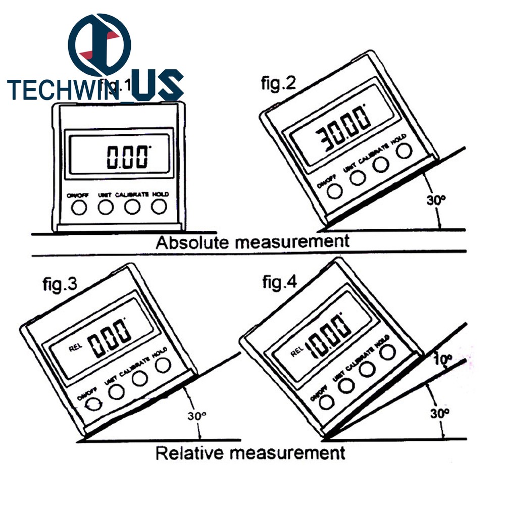 360 Degree Digital Inclinometer Protractor Electronic Level Box Magnetic Base
