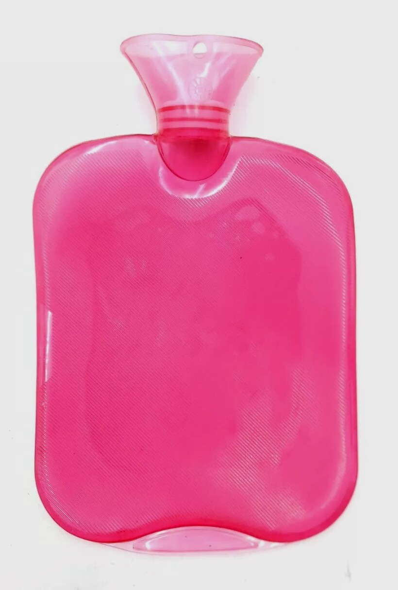 2L/2 Liter Pink Transparent Rubber Hot Water Bag/Bottle w/ Knit Sweater Cover