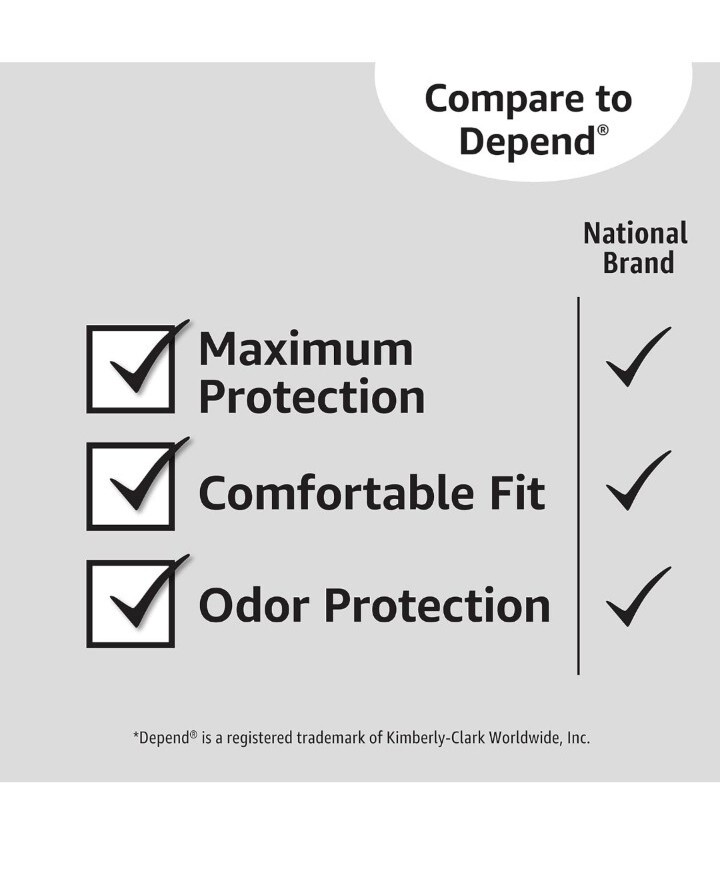 Men's Size Large Protective Underwear 18 Count Maximum Absorbency Amazon Basics