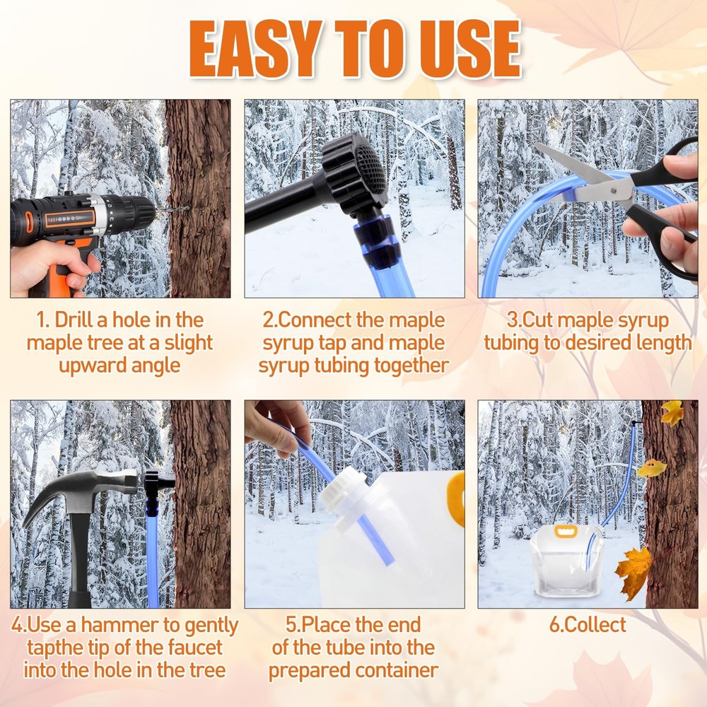 15 Sets Maple Syrup Tree Tapping Kit - (15) 5/16" Taps for Maple Trees, 44.3Ft T