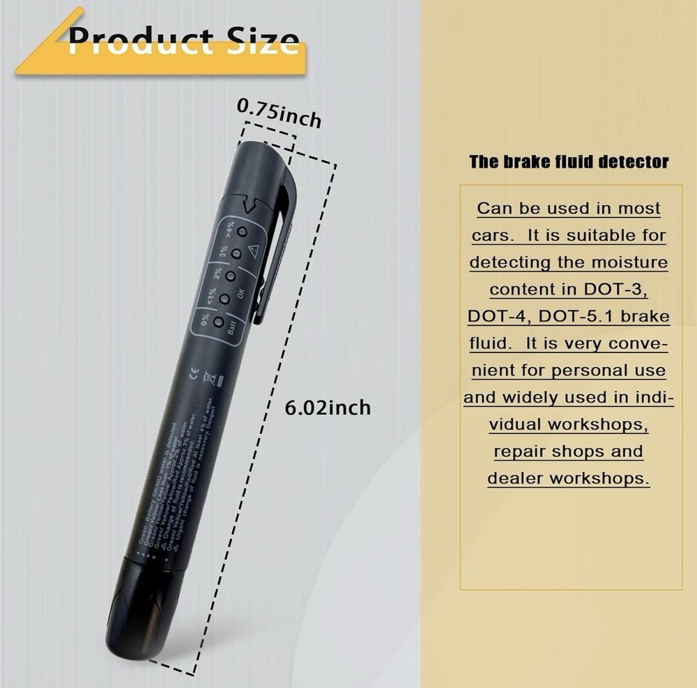 Break Liquid Tester Pen With 5LED Indicator DOT 3 ,4,5.1 Auto Break Testing Tool