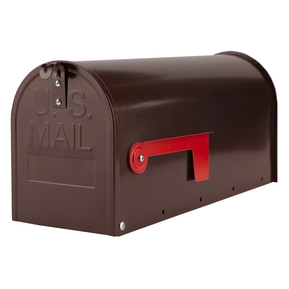 Bronze Metal Mailbox Post Mount, RAINHOL Medium Compacity Standard, Red Brown