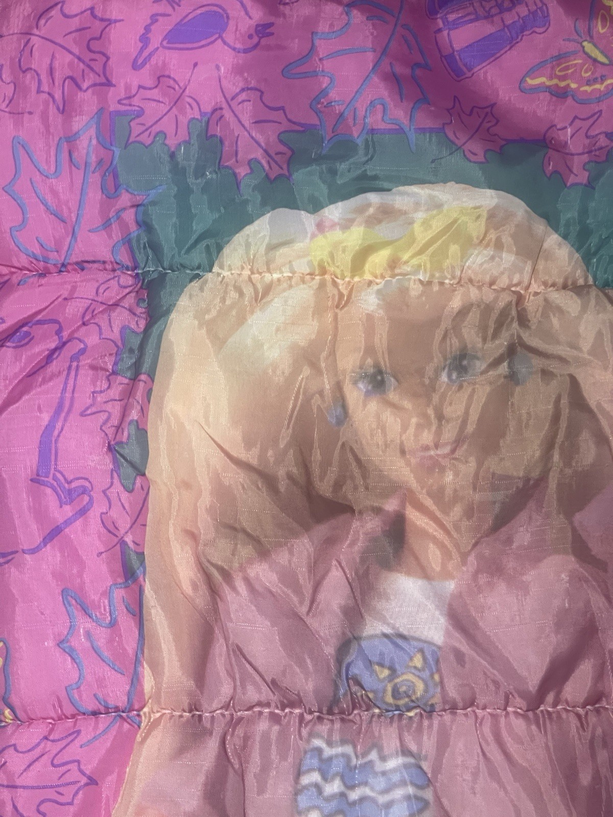 BARBIE For Girls Sleeping Bag 1994 FABRIC ONLY READ Vintage Mattel 55”L x 27”W