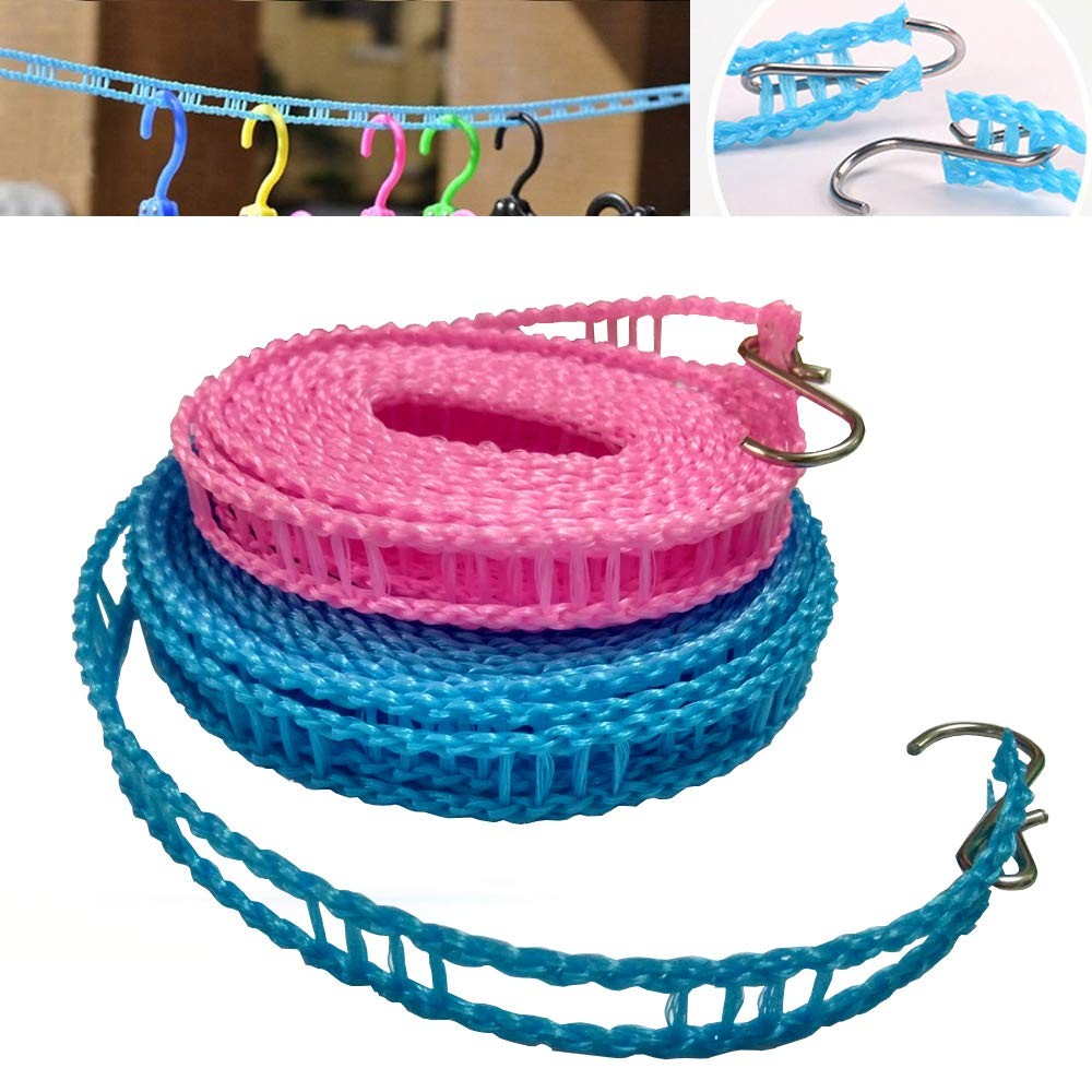 2 Pack Nylon Clothesline Windproof Clothes Drying Rope Medium, Random Color