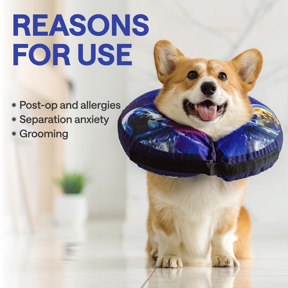 Soft Inflatable Dog Cone for After Surgery – Comfortable Donut E-Collar Al