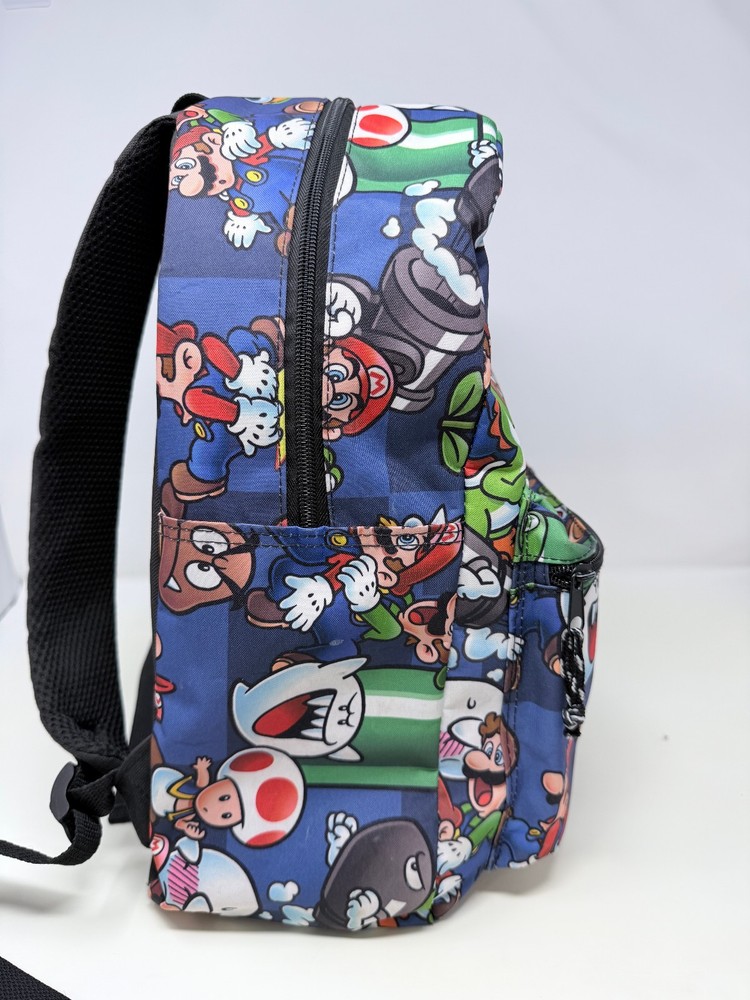 Nintendo Super Mario Kids School Backpack W/ Adjustable Straps- Multi Colored