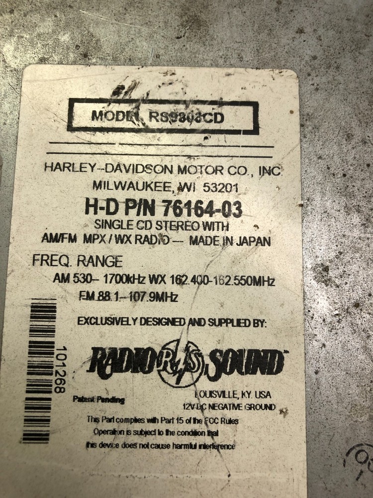 Harley Davidson Radio/ CD Player Model RS9803CD