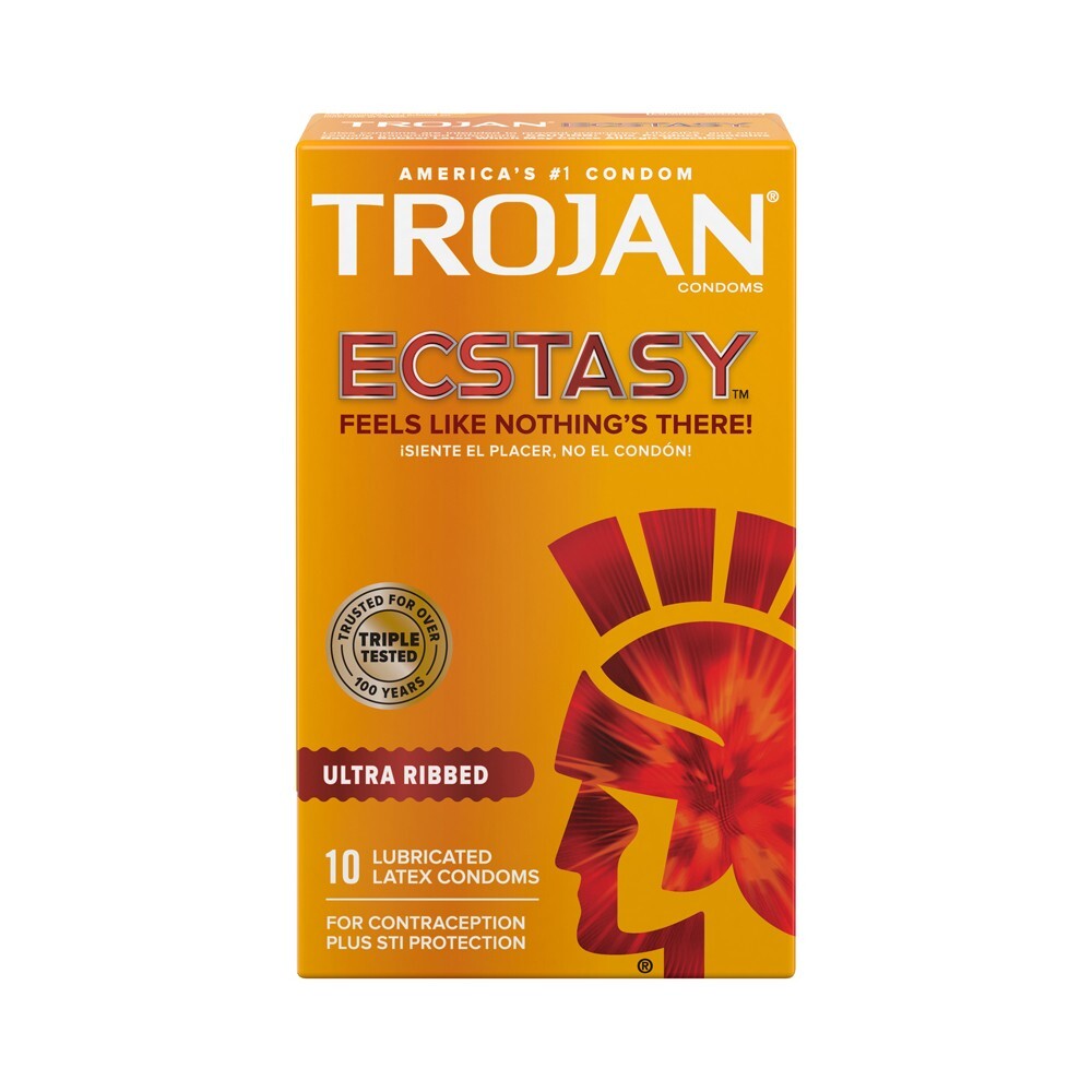 Trojan Stimulations Ultra Ribbed Ecstasy - 10 Pack