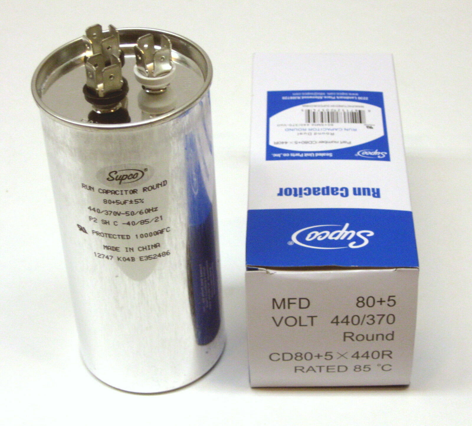 Air Conditioning HVAC Round Dual Motor Run Capacitor 80 + 5 MFD 440 Volt