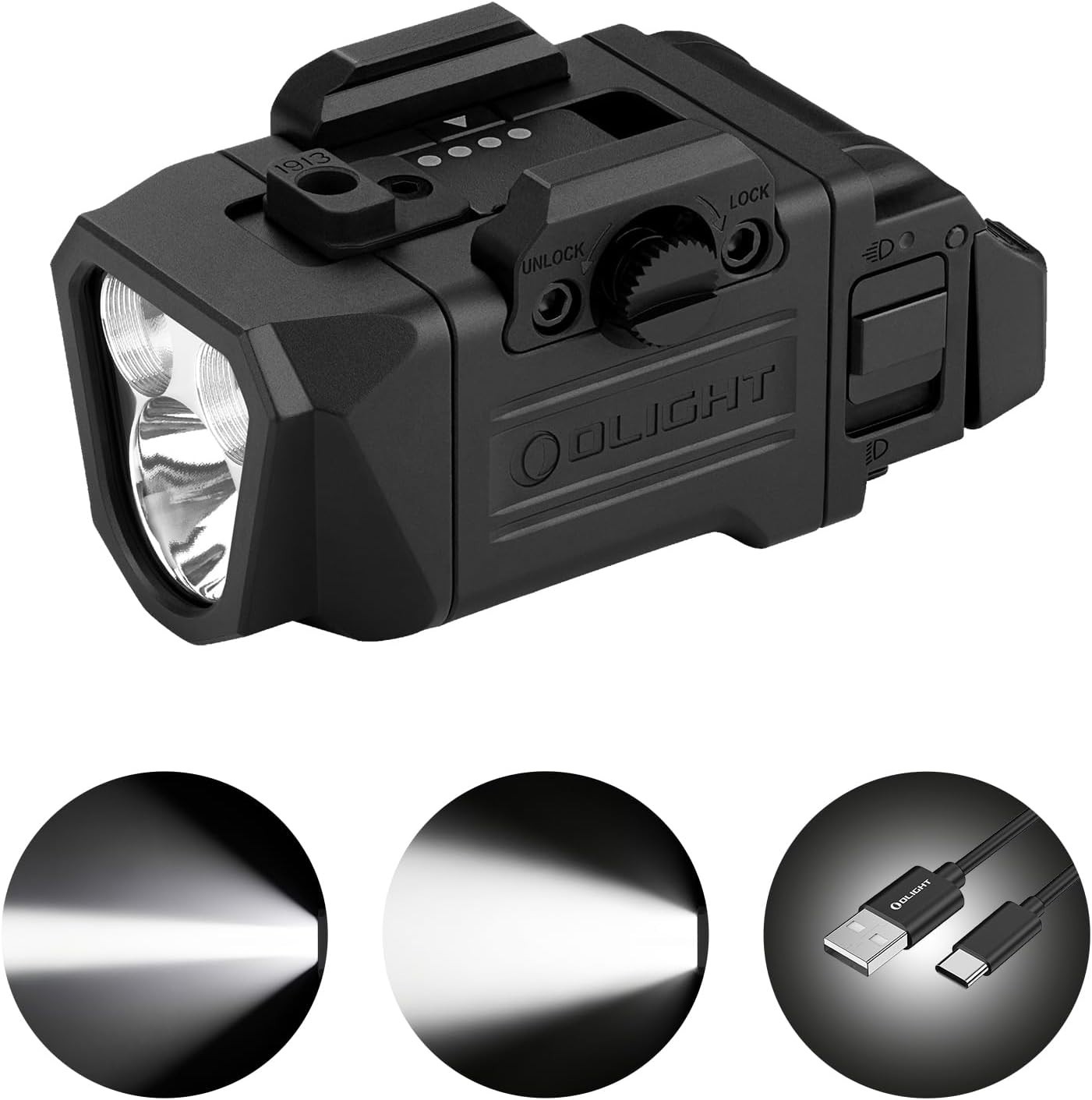 Olight PL X Rechargeable 1200 Lumen Weapon Light Strobe, Dual Beams Flood/Spot