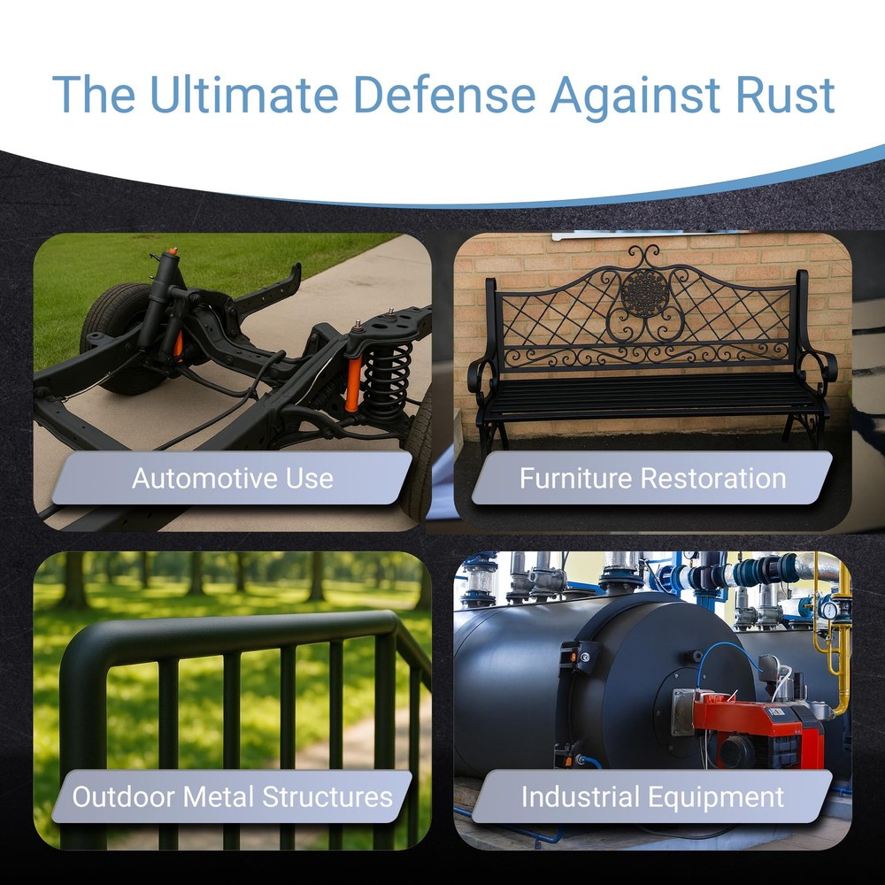 RUST BULLET BlackShell - Matte Black - 1 Quart - Corrosion Preventive Coating...