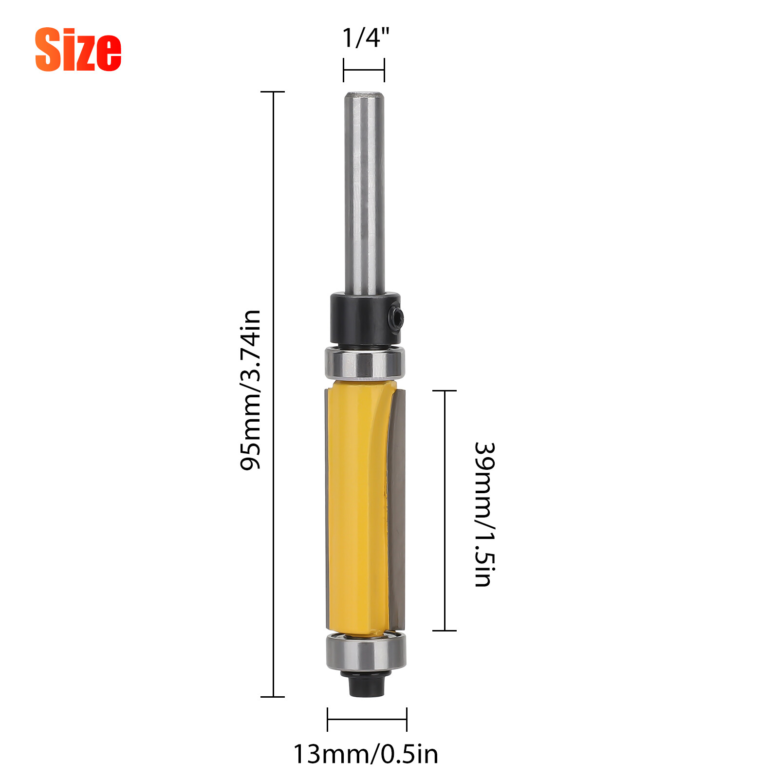 1-1/2" 1/4" Shank Flush Trim Top Bottom Bearing Router Bit Woodworking Tool