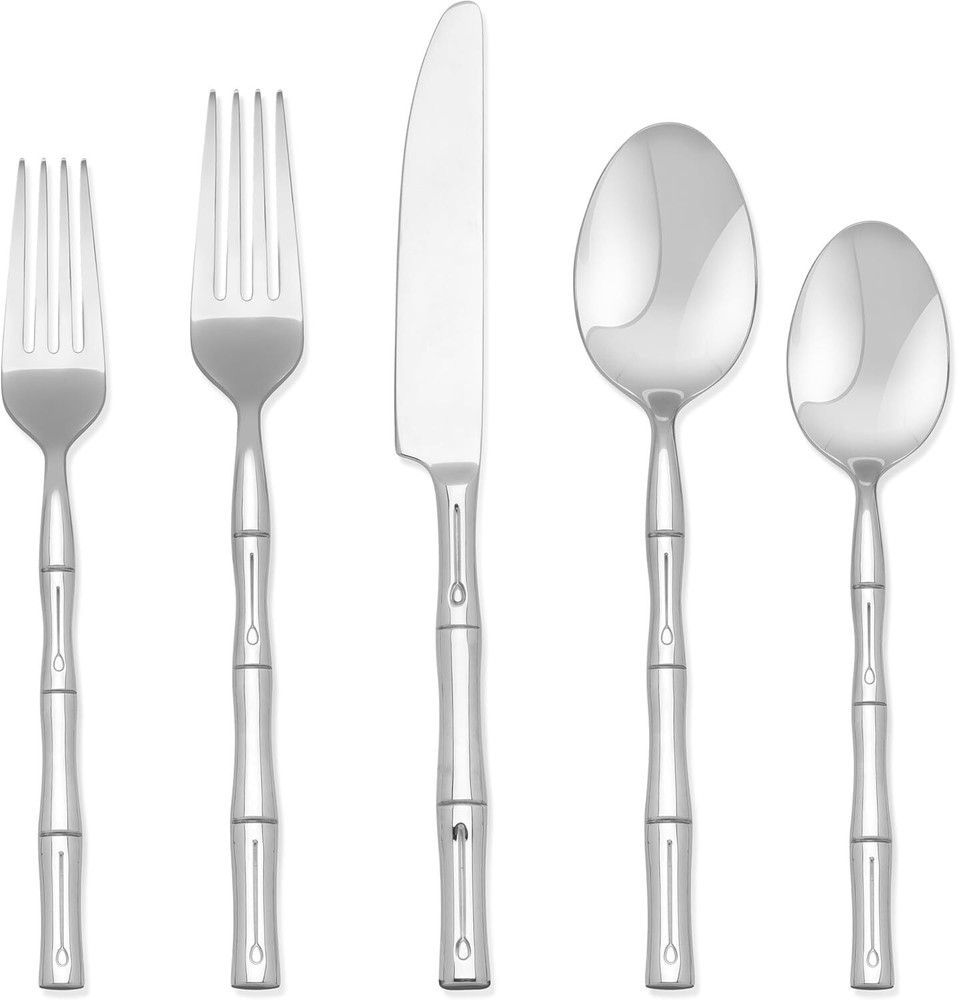 20 Piece Bamboo Dinnerware Set, Silver