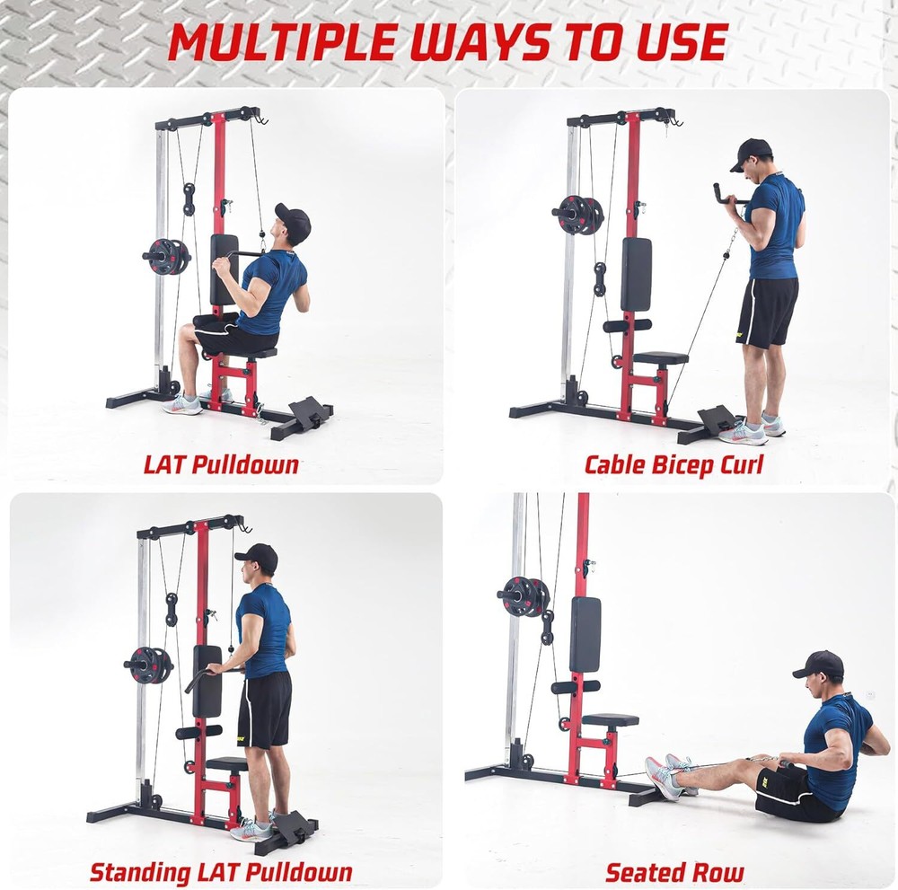 LAT Power Cable Machine Adjustable LAT Pull Down &Row Cable Machine for Home Gym