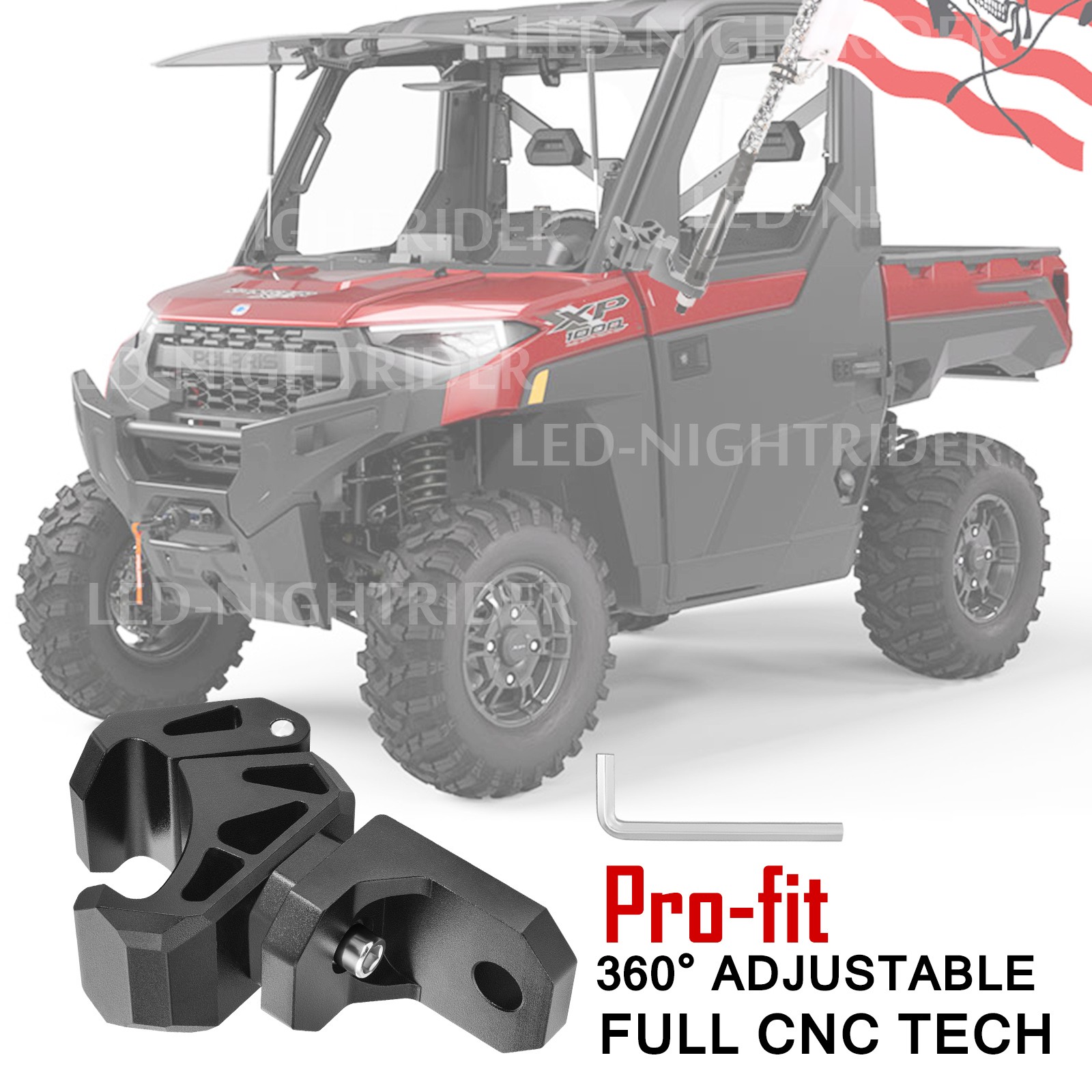 For Polaris Ranger CF-MOTO UTV LED Whip Light Mount Bracket Clamp Pro-fit Cage