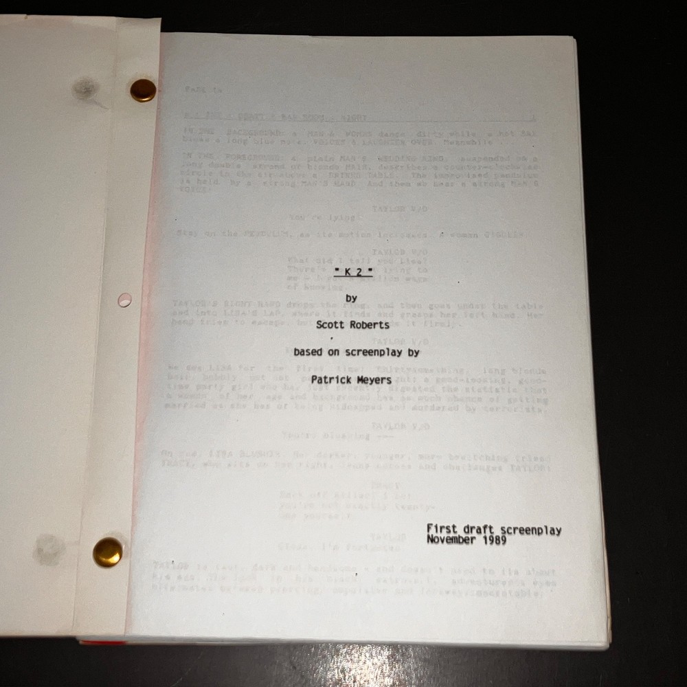 "K 2" (11/1/89) Mountain Climbing Dramatic/Adventure ~ CAA Agency Script + COA!