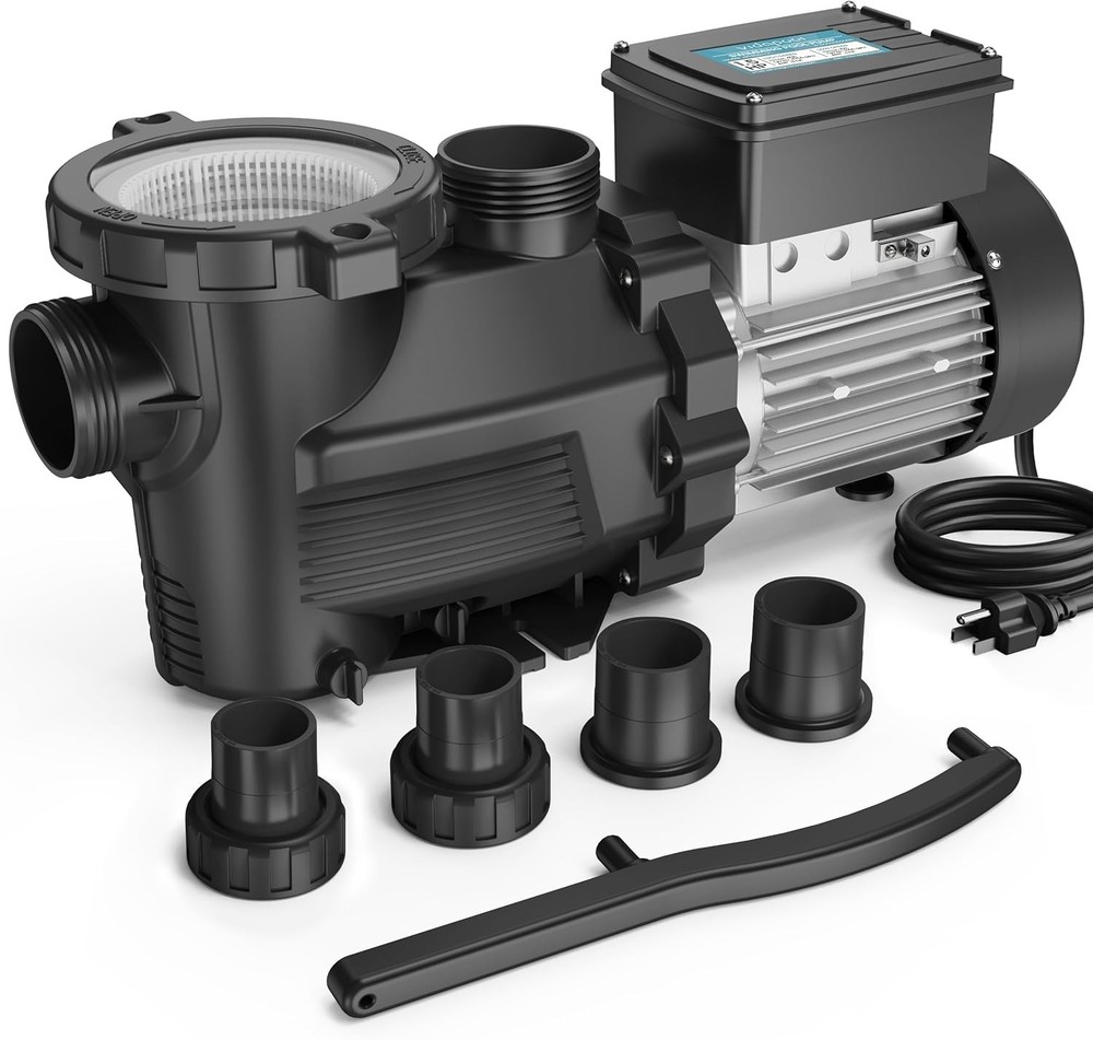 VIDAPOOL In/Above Ground Pool Pump, Self Primming High Flow with Timer, 1.5HP