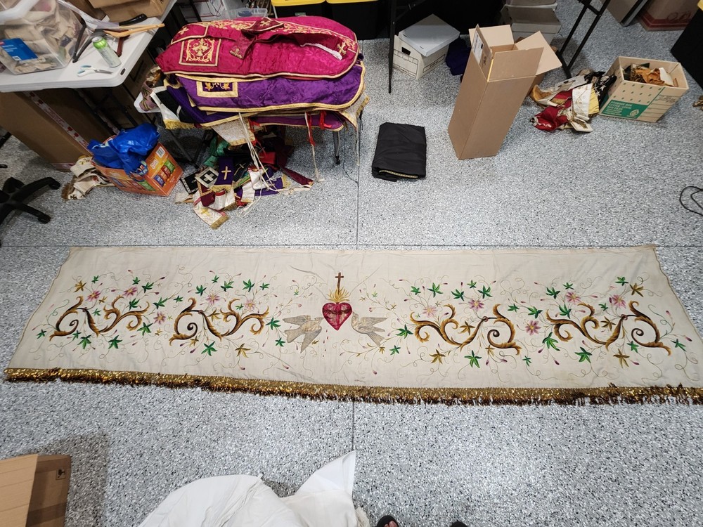 Antique Hand Embroidered Altar Frontal