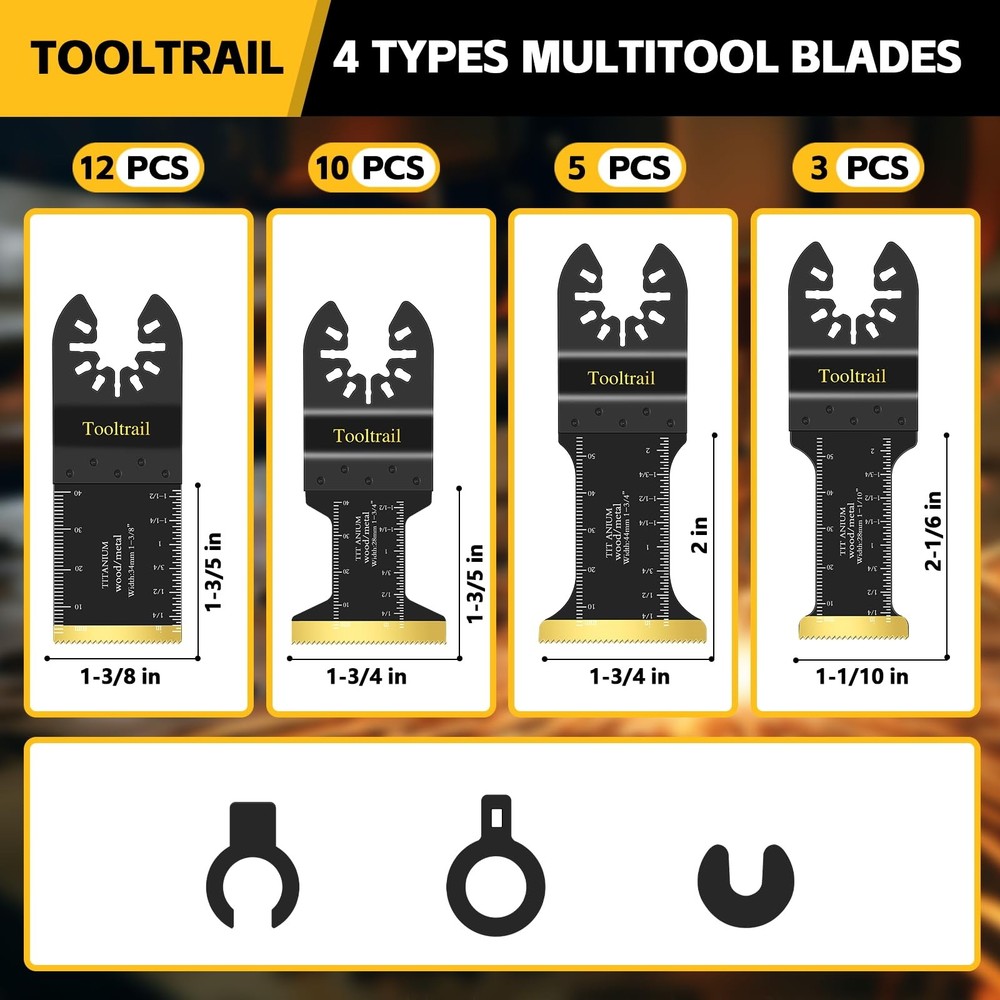 Tooltrail 30 PCS Titanium Oscillating Tool Blades Metal Cutting,Universal Multi