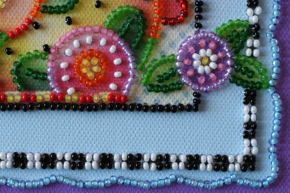 DIY Bead Embroidery Kit "Teatime" Beaded Stitching Needlepoint Beadwork